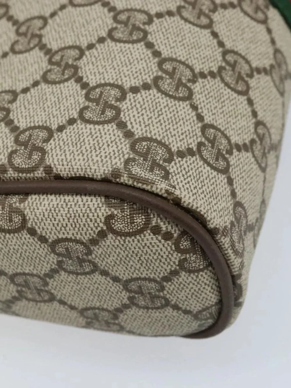 GUCCI GG Supreme Web Sherry Line Bag PVC Beige Gold 98 30 014 3553 Auth ka3094 - Picture 8 of 16